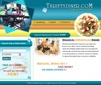 Thrifty Diner,Cheap Website Design, Website Designing, Designers, 5 Page Website, HTML Website, Website Template, Template Designing, One End Solution, Logo Design